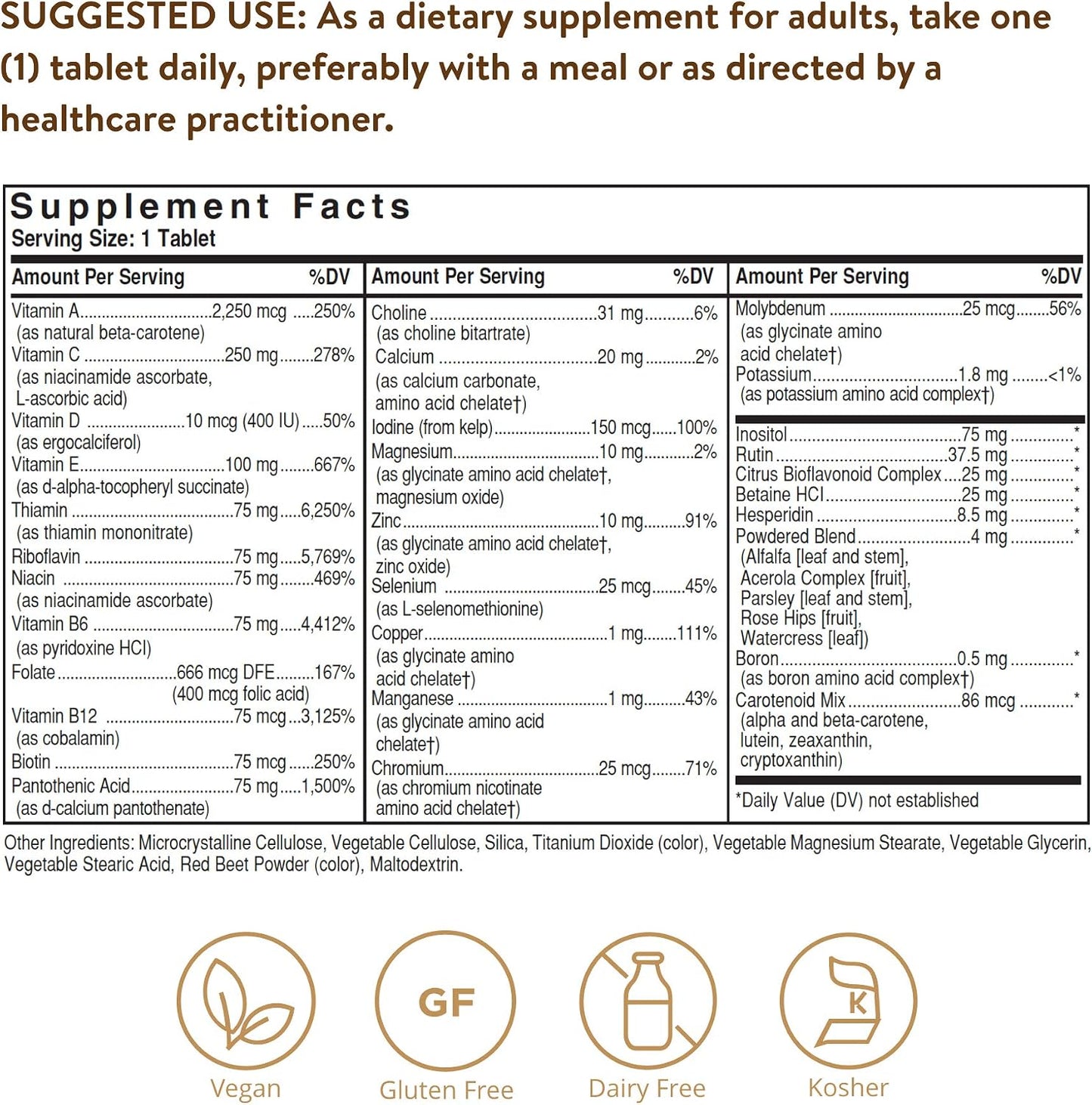 Solgar Iron-Free Formula VM-75, 90 Tablets - Multivitamin with Chelated Minerals - görsel 2