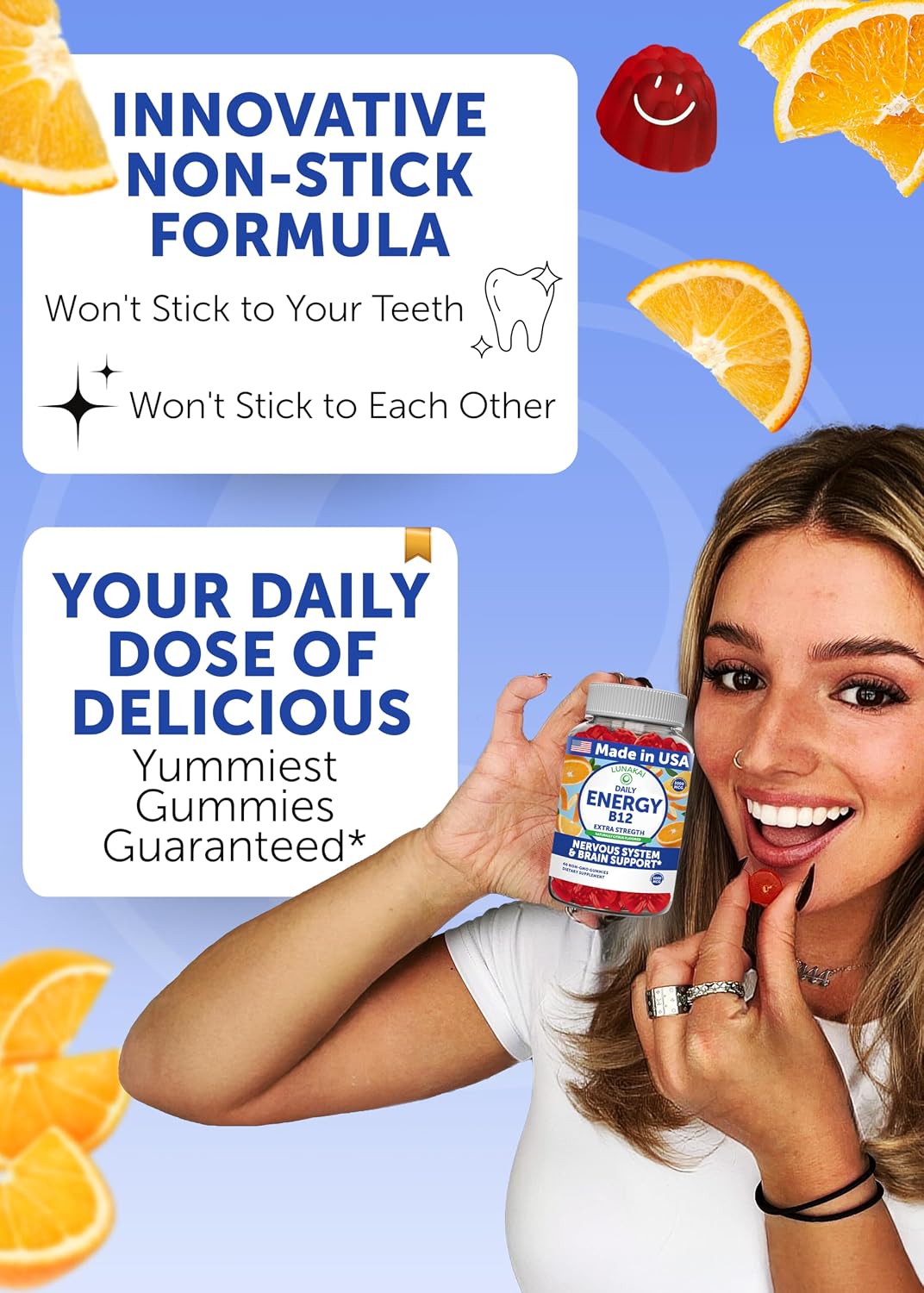 Lunakai USA Made Vegan Energy Gummies – – Aids Red Blood Cell Formation – B12 is necessary for the production of – Image 3