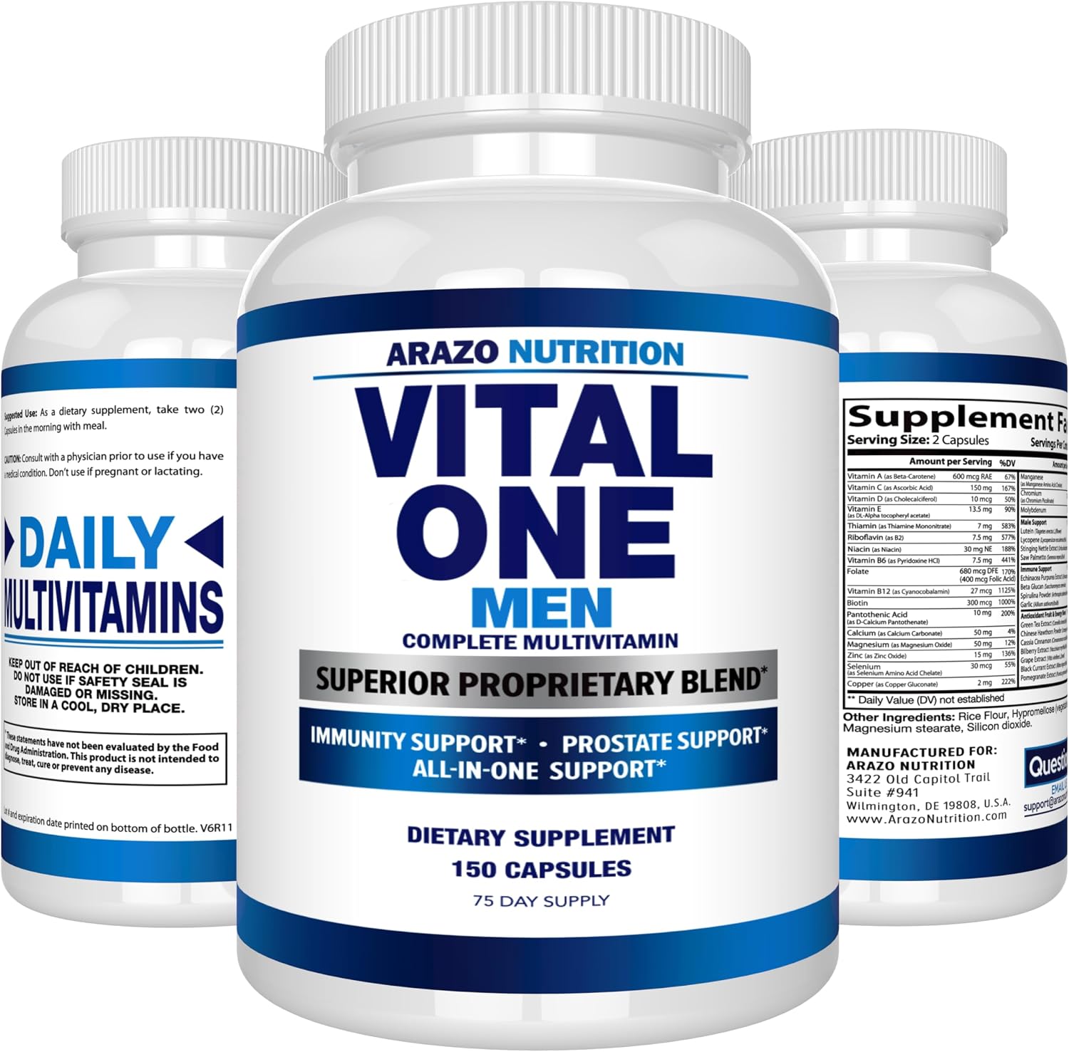 Arazo Nutrition Vital One Multivitamin for Men – Daily Wholefood Supplement (150 Vegan Capsules) - görsel 7