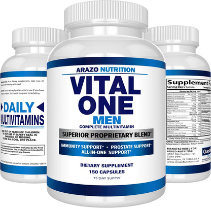 Arazo Nutrition Vital One Multivitamin for Men – Daily Wholefood Supplement (150 Vegan Capsules)