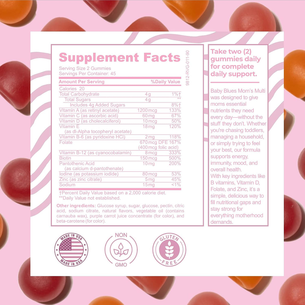 Baby Blues Multivitamin for Women's - Daily – General wellbeing: Folate supports red blood cell formation, and – Image 4