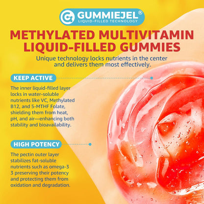 Kids Multivitamin Gummies with Iron – Sugar-free – Daily Vitamins + Probiotics & Algae Omega 3