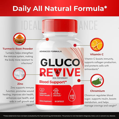 Gluco Revive Supplement Capsules - Maximum Strength All Natural Formula (3 Pack)