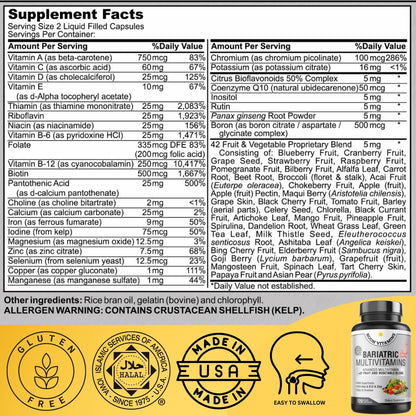 Bariatric Multivitamin with Iron for Women's – B-Vitamin Complex : Thiamin (B1), Riboflavin (B2), Vitamin B-6, – Image 2