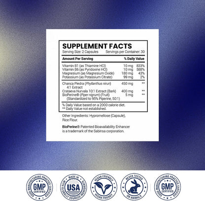 Research Verified Stone Support - Optimal Kidney Stone Defence with Chanca Piedra, Crataeva Nurvala, BioPerine - Vegan - 60 Capsules