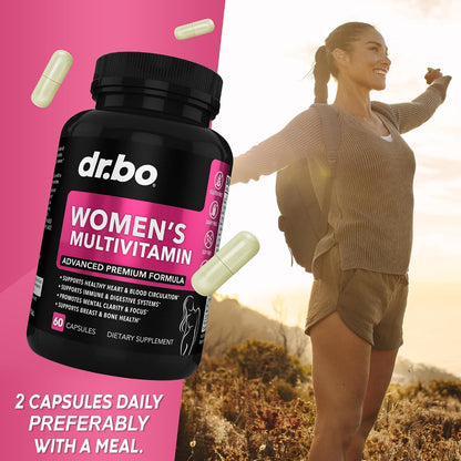 DR. BO Women's Multivitamin - Natural Daily Multivitamin with Magnesium & Zinc - Iron & Soy-free