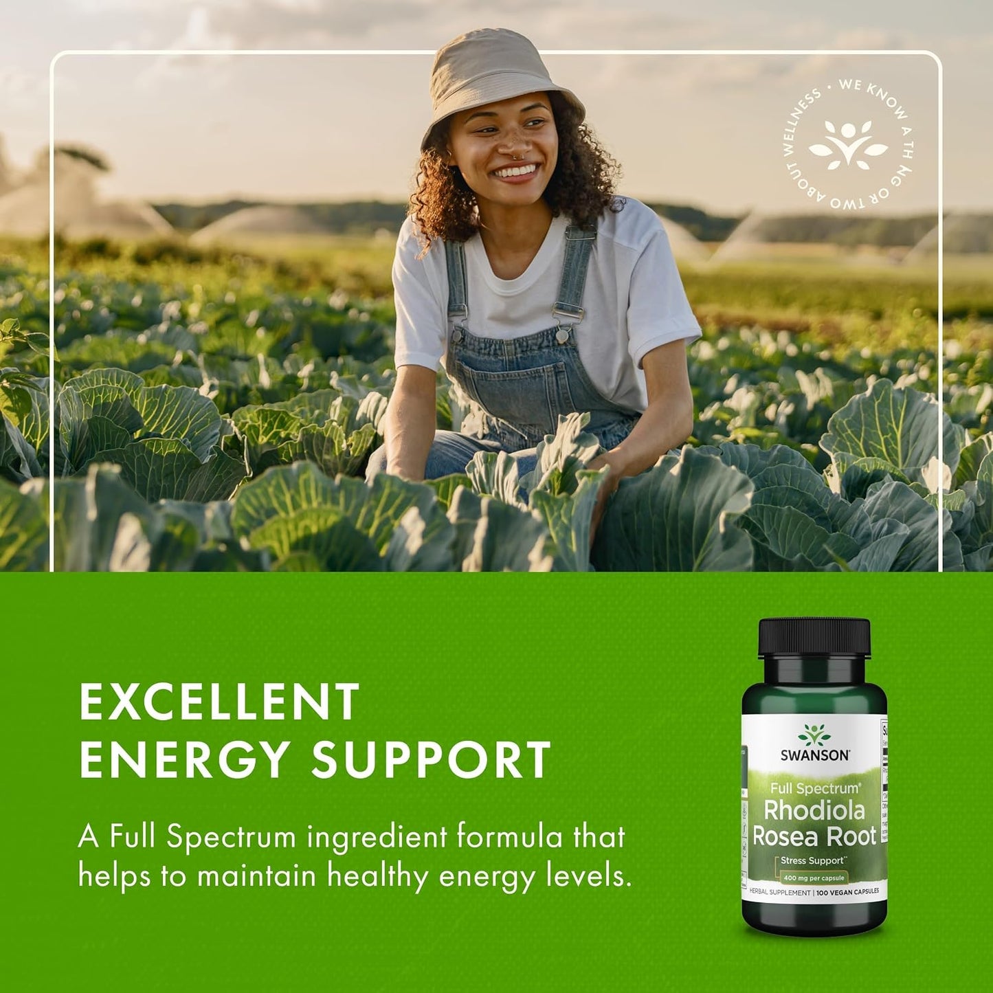 Swanson Rhodiola Rosea Root - Adaptogenic Herb Supplement for Stress Support & Energy - 400 mg, 100 Capsules - görsel 5