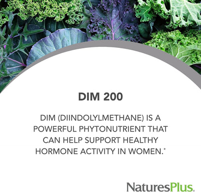 NaturesPlus PRO DIM 200 mg - 60 Capsules - Supports Healthy Estrogen Levels - Non-GM, Vegan & Gluten free - 30 Servings