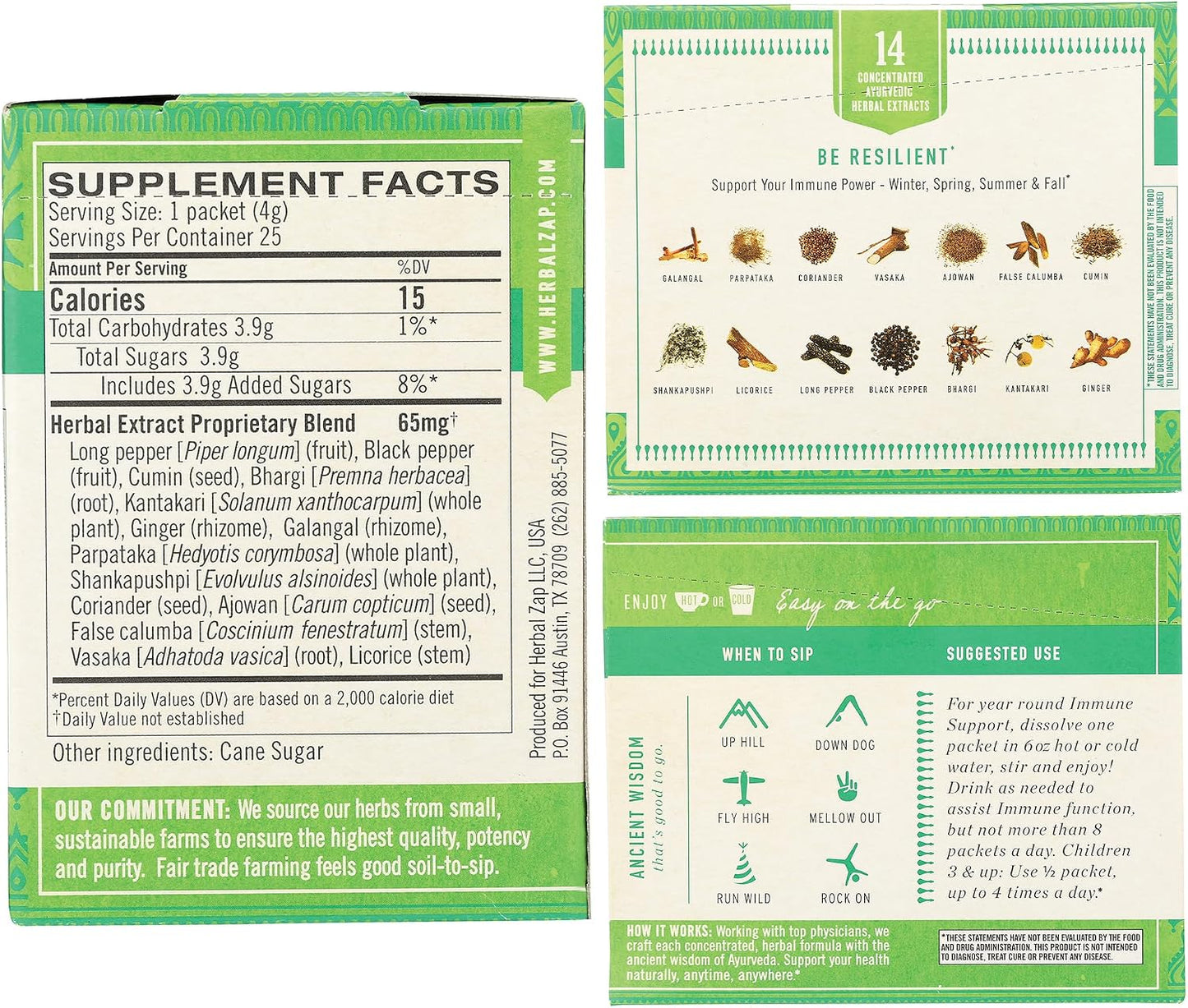 Herbal Zap! Immune Support Supplement Powder – Ayurvedic Herbal Blend, 25 Packets (4g each) - görsel 2
