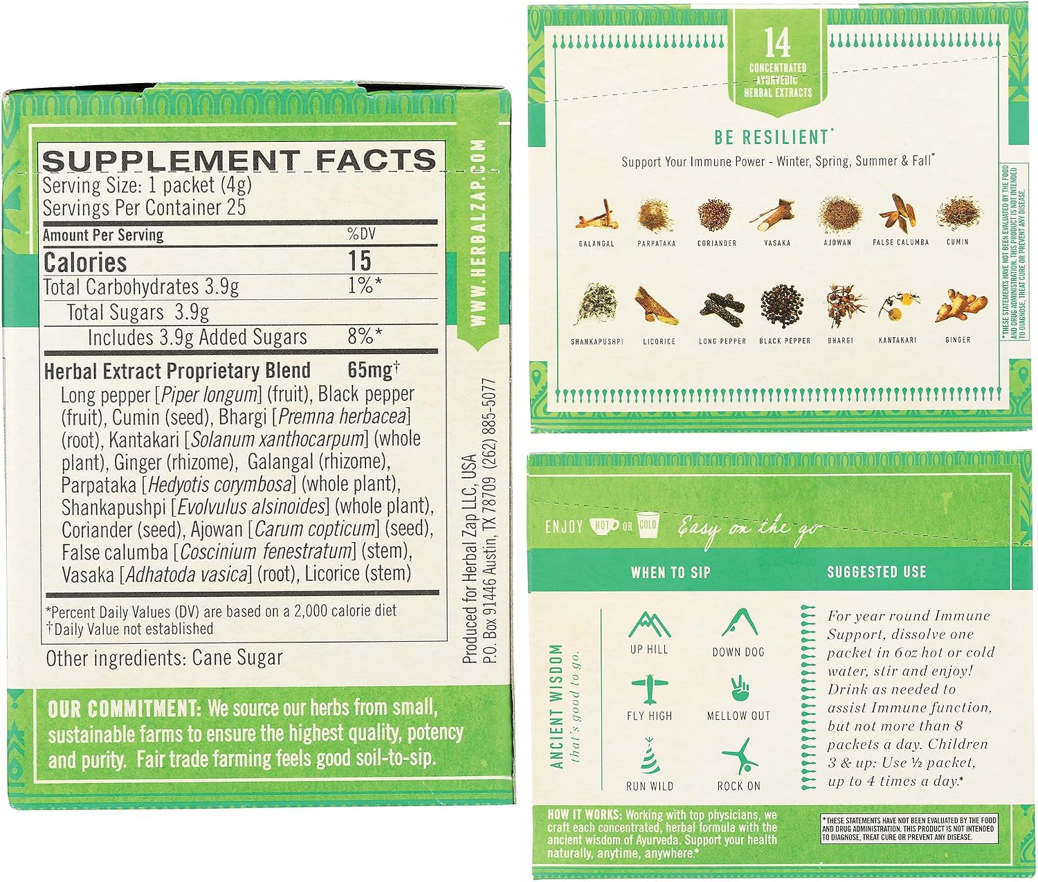 Herbal Zap! Immune Support Supplement Powder – Ayurvedic Herbal Blend, 25 Packets (4g each) - görsel 2
