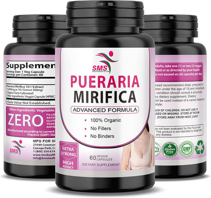 Pueraria Mirifica (Kwao Krua Kao) Supplement Capsules – Pure Root 10:1 Concentrated Extract, Premium Organic, 60 Vegan Capsules
