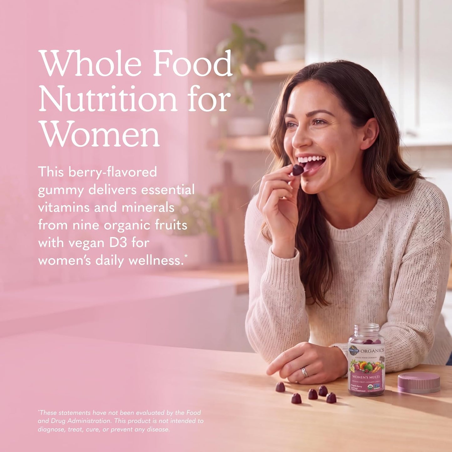 Garden of Life Organics Women's Gummies Vitamins – Multivitamin for Women with Methyl B12, C & D3, Certified Organic, Non-GM, Vegan, Berry Flavour, 120 Gummies - görsel 2