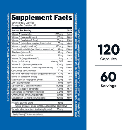 Nutricost Multivitamin with Probiotics 120 Vegetarian Capsules (3 Bottles)