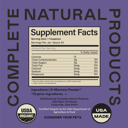 CNP Organic D'Mannose Powder for Pets 113g - Pure D-Mannose Urinary Support for Dogs and Cats