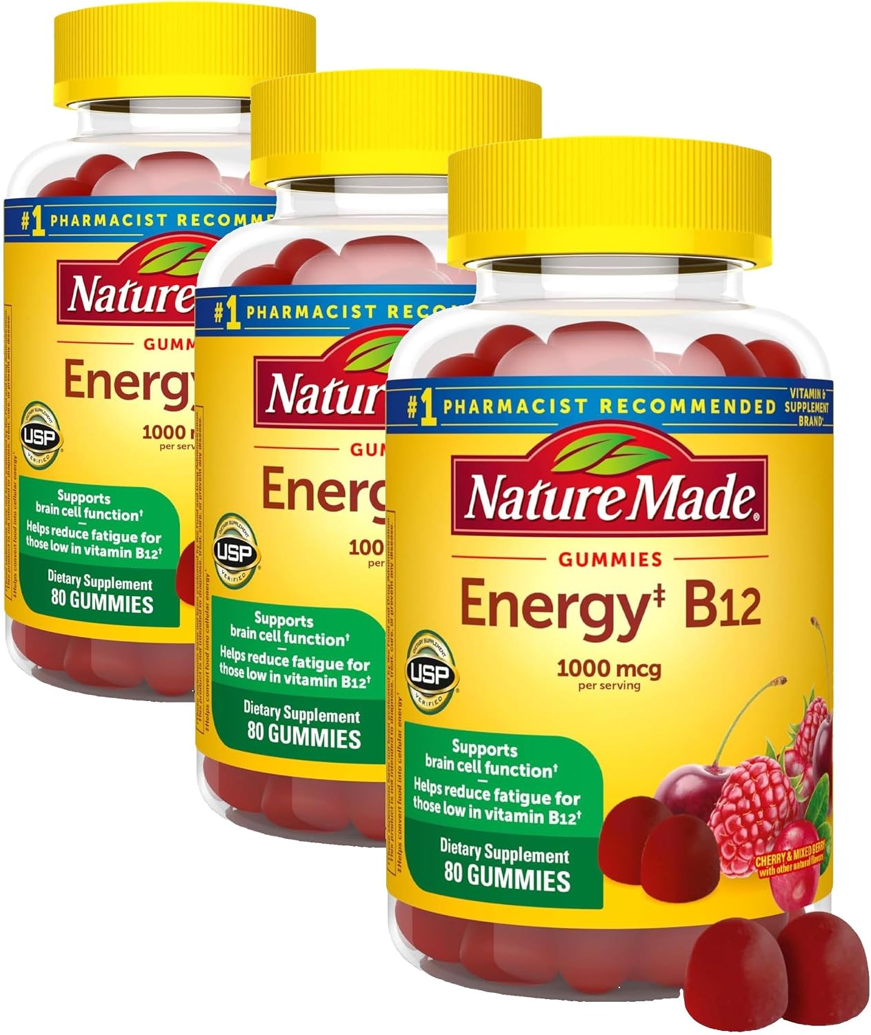 Nature Made Energy B12 Adult Gummies - 1000 mcg, 150 Count, Pack of 2 - görsel 2