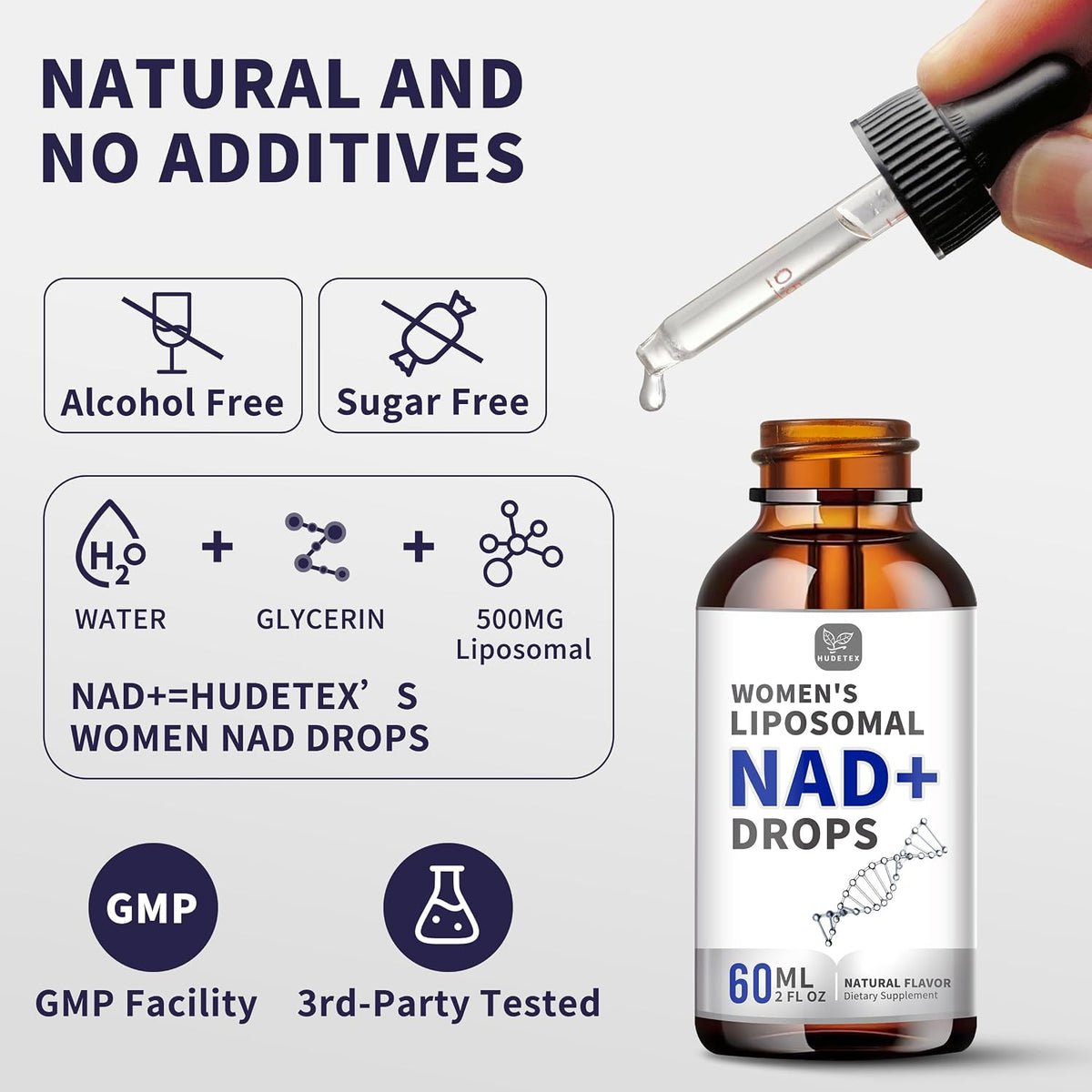 Women's's NAD Liquid Supplement, 500mg Liposomal NAD – Cellular Energy Support, Vegan & Sugar-free – Image 4