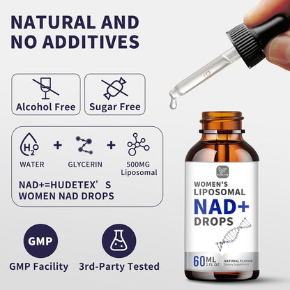 Women's's NAD Liquid Supplement, 500mg Liposomal NAD – Cellular Energy Support, Vegan & Sugar-free – Image 4