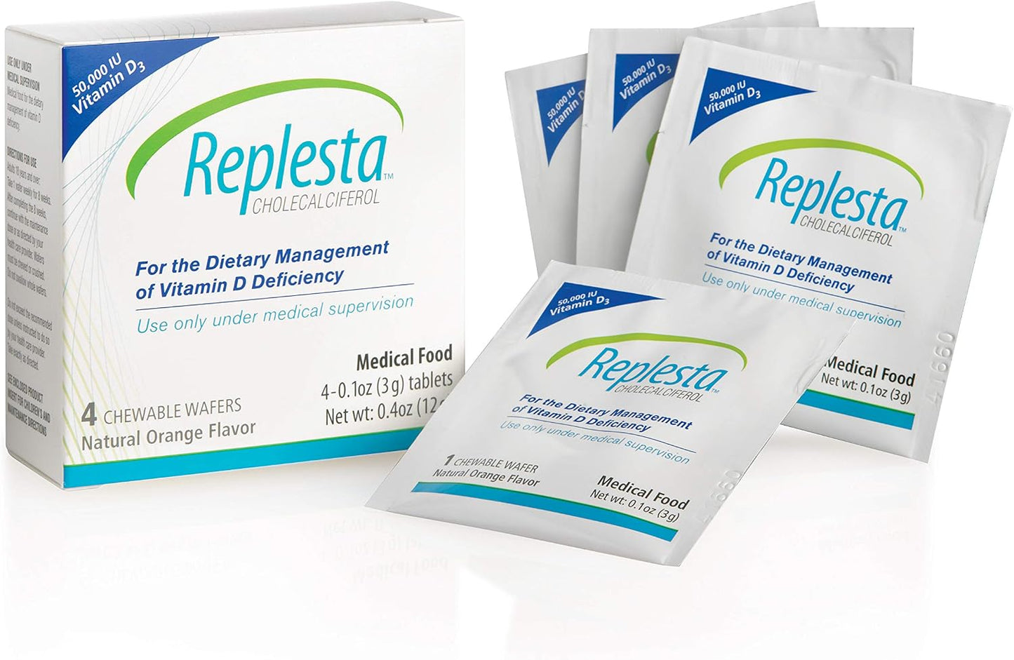 Replesta 50,000 IU Vitamin D3 Cholecalciferol, for Vitamin D Deficiency, Once-Weekly Chewable Wafer, Non-GM, Natural Orange Flavour, 4 Pack (Pack of 2) - görsel 1