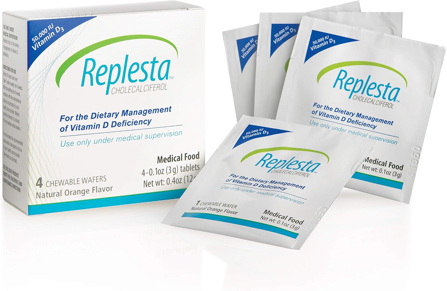 Replesta 50,000 IU Vitamin D3 Cholecalciferol, for Vitamin D Deficiency, Once-Weekly Chewable Wafer, Non-GM, Natural Orange Flavour, 4 Pack (Pack of 2) - görsel 1