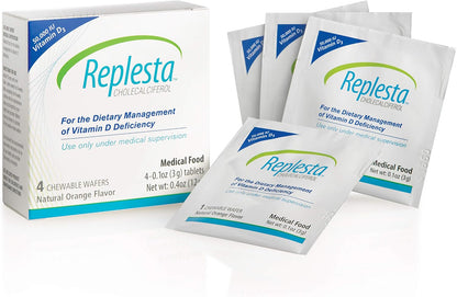 Replesta 50,000 IU Vitamin D3 Cholecalciferol, for Vitamin D Deficiency, Once-Weekly Chewable Wafer, Non-GM, Natural Orange Flavour, 4 Pack (Pack of 2)
