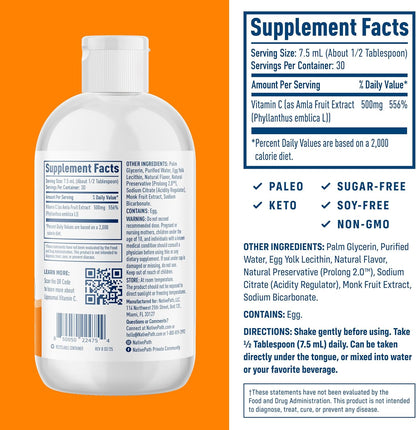 NativePath Liposomal Vitamin C 500mg from Wholefood Amla Fruit - Soy-Free Egg Yolk Lecithin Liposomes - Orange Flavour – Image 2