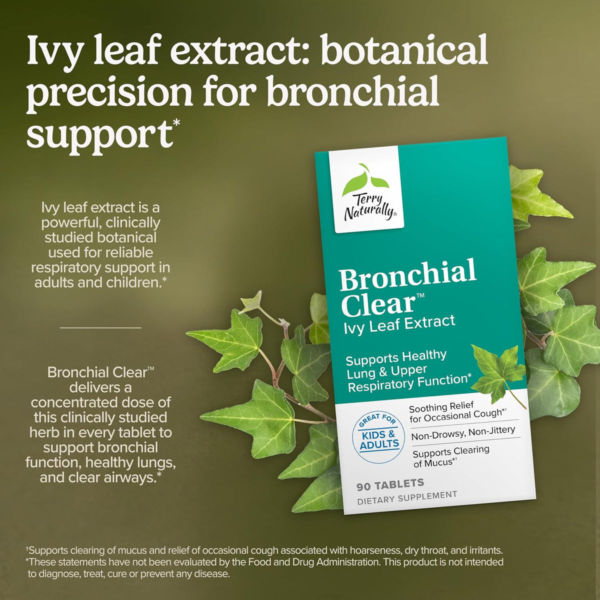 Terry Naturally EuroPharma Bronchial Clear Ivy Leaf Extract - 90 Tablets – Image 3