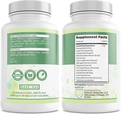 Elenan Naturals Gui Pi Wan - Third-Party Tested Traditional Chinese Herbal Supplement - 100 Vegetable Capsules