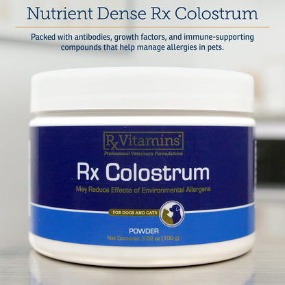Rx Vitamins Colostrum for Dogs & Cats - Whole Bovine Colostrum Powder - Immune & Digestive Health - 3.52 oz (100g)