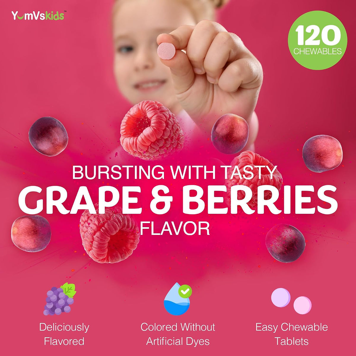 YUM-V'S Kids Multivitamin with Iron – Chewable Kids Multivitamin – Vitamins and Iron Supplement – Toddler Vitamins for Ages – Image 6