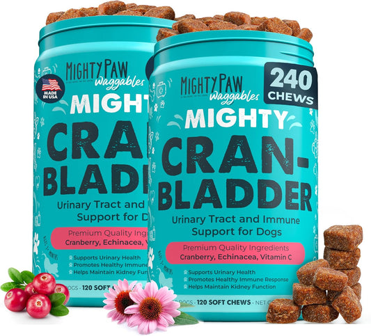 Mighty Paw Waggables Cran-Bladder (Made in the USA) 2-Pack | Vet Formulated Cranberry Supplement for Dogs – Cranberry Chews – Image 1