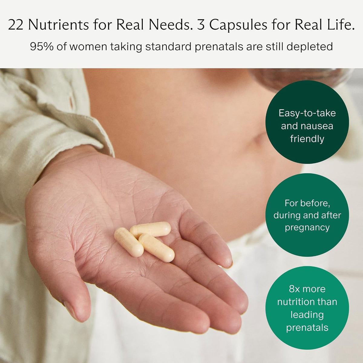 Needed. Prenatal Multi Essentials Capsules - 23 Nutrients for Pregnancy, Breast-feeding, Postpartum | Third-Party Tested, – Image 3