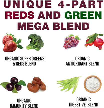 Peak Performance Kids Greens and Reds Superfood Powder - Organic Vegan Superfood with 25+ Fruits & Vegetables