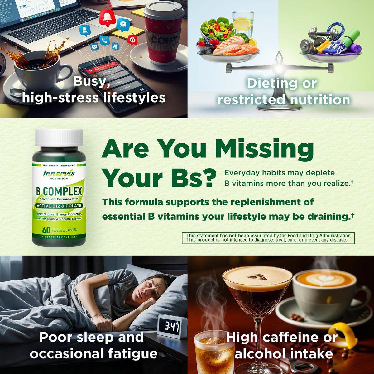 Bioactive B Complex with Active B12 & Folate – Supports Energy, Brain & Nerve Health, 60 Vegan Capsules – Image 3
