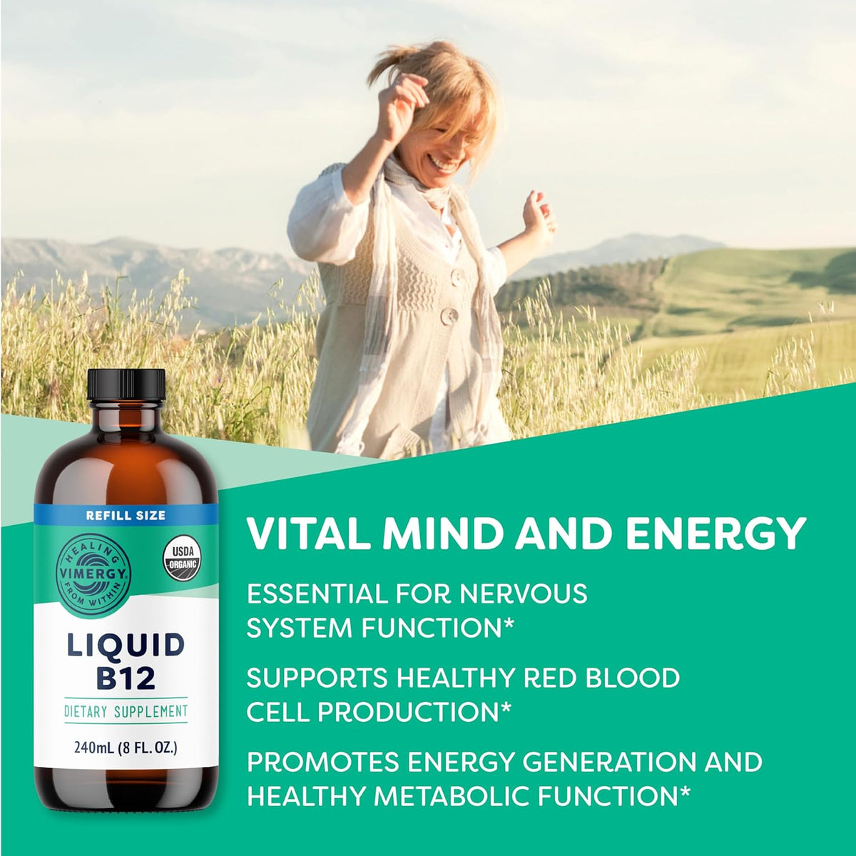 Vimergy Liquid B12 – Fast-Absorbing Organic – High potency: 2.5 mg (2500 mcg) per serve – Image 3
