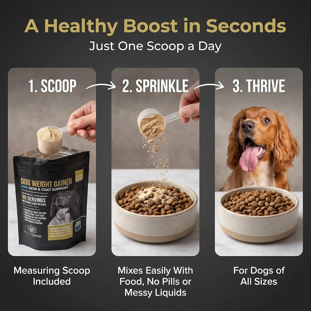 PET CARE Sciences Dog Weight Gainer with Skin & Coat Support - Weight Gain Supplements for Dogs - Canine and Dog Muscle – Image 5