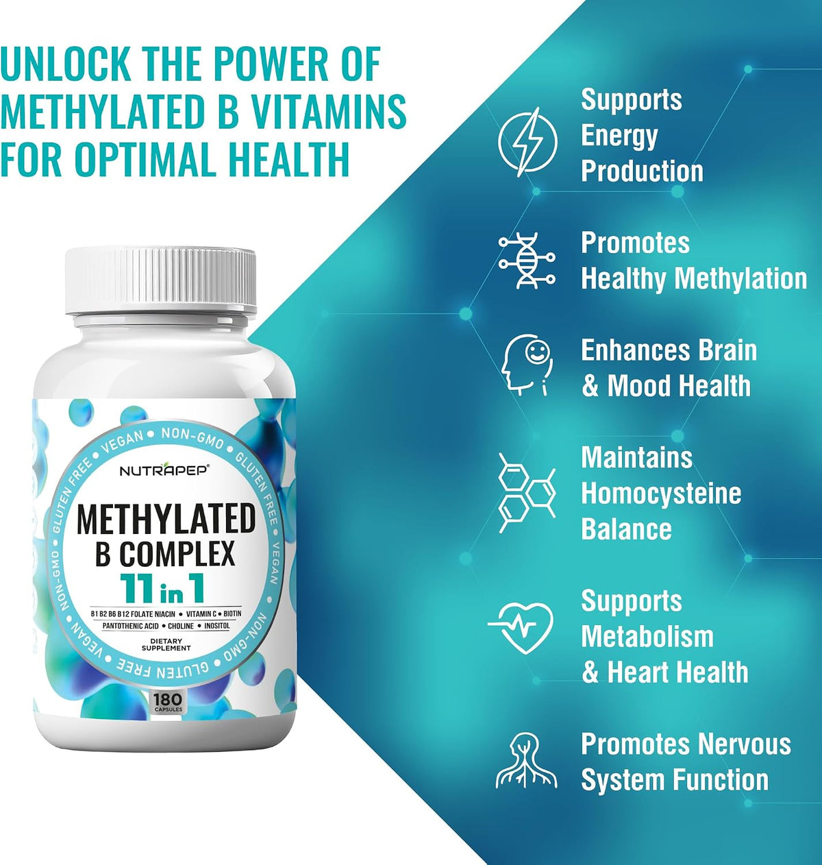 NutraPep Methylated B-Complex Vitamins - – Follow a vegan or vegetarian diet, as B12 is often lacking in – Image 3