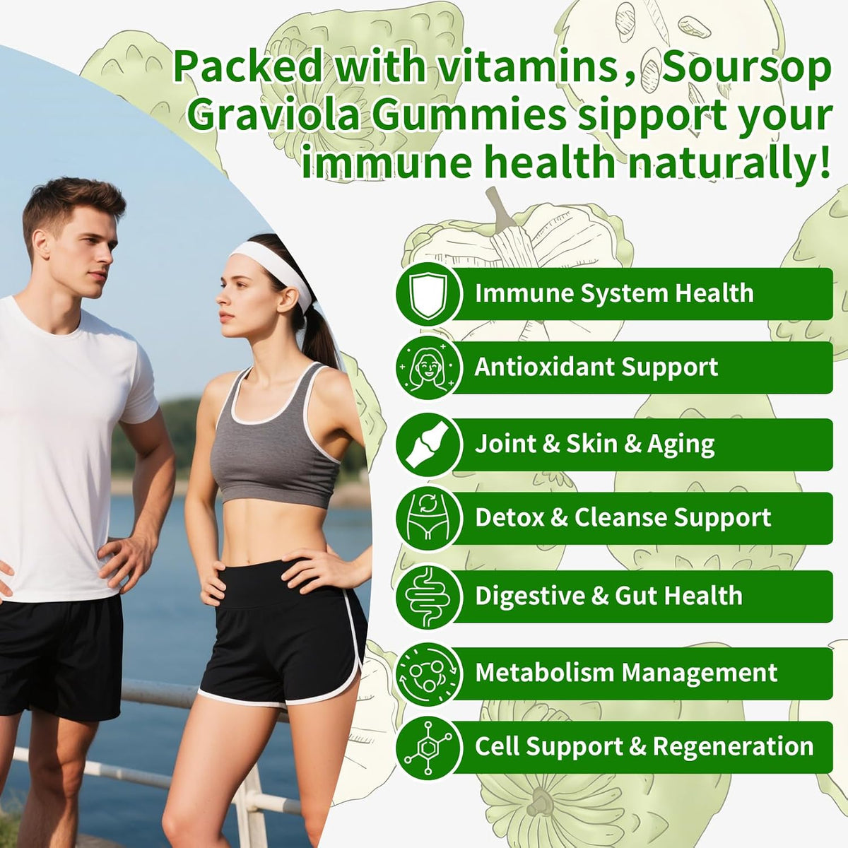 Pureverve Soursop Graviola Gummies - Max – Liver Health: Ingredients like soursop leaf and sea moss may contribute – Image 3