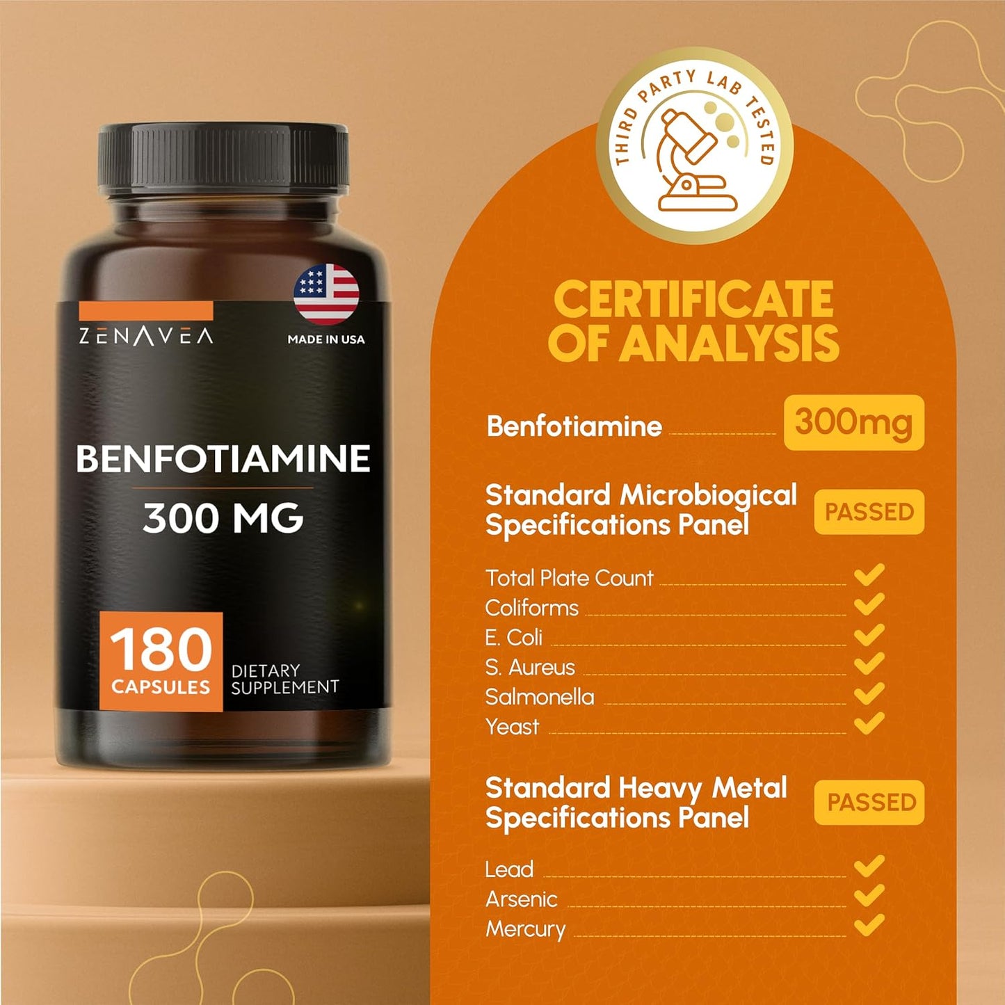 Zenavea Benfotiamine 300 mg, 180 Vegan Capsules (3-Month Supply) - görsel 7