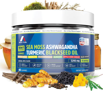 Sea Moss Gummies, 10-in-1 Formula, 90 Count – Irish Sea Moss (Chondrus crispus): A red algae rich in iodine, zinc, – Image 1