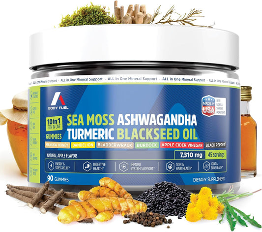 Sea Moss Gummies, 10-in-1 Formula, 90 Count – Irish Sea Moss (Chondrus crispus): A red algae rich in iodine, zinc, – Image 1