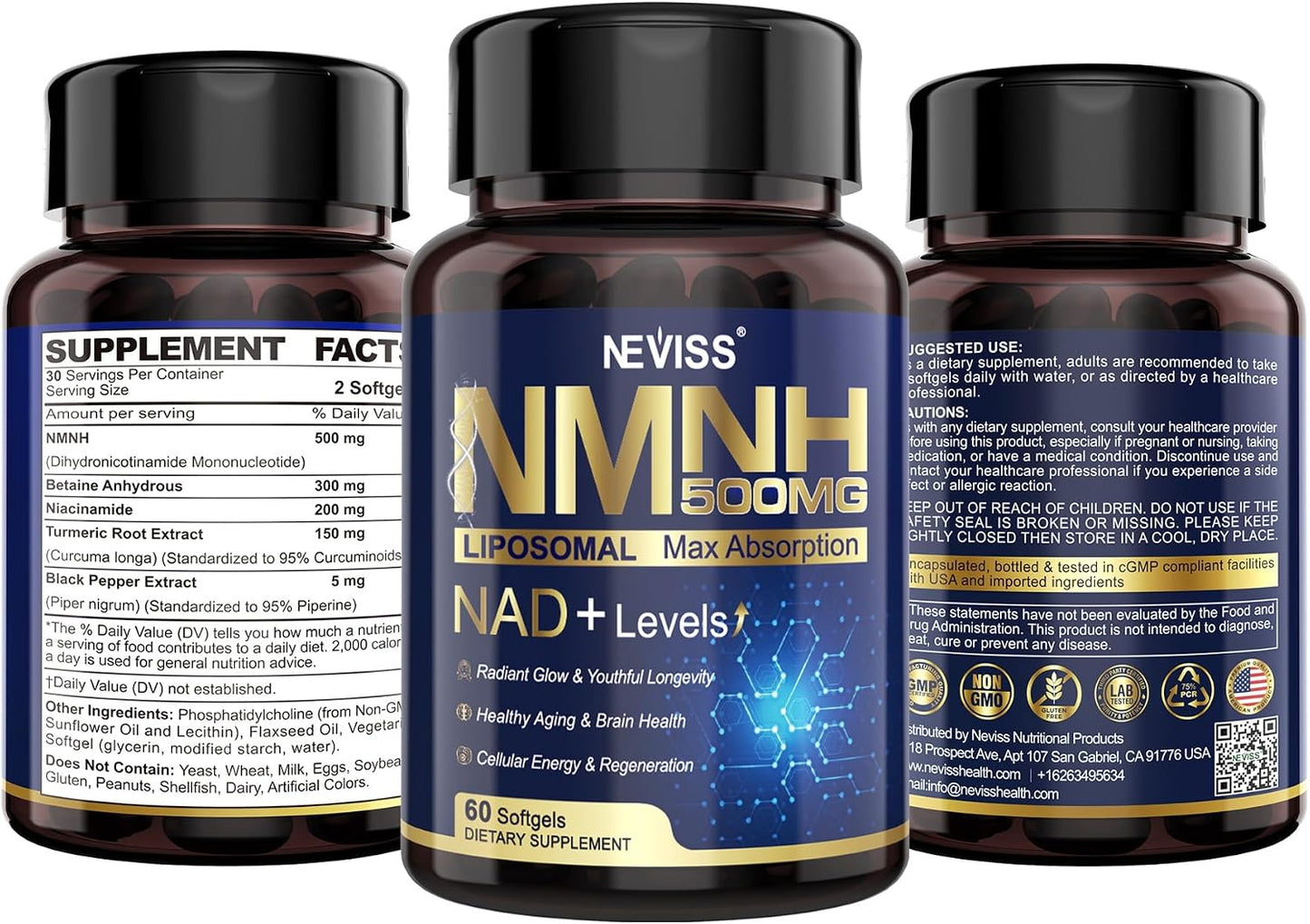 2Pack NAD+ Supplement, Next-Gen NMNH Liposomal 500mg, GLP-1 Friendly, NR NMN Alternative, High Absorption NAD+ with Curcumin, Niacinamide for Energy, DNA Repair, Healthy Ageing, 120 Soft-gels - görsel 9