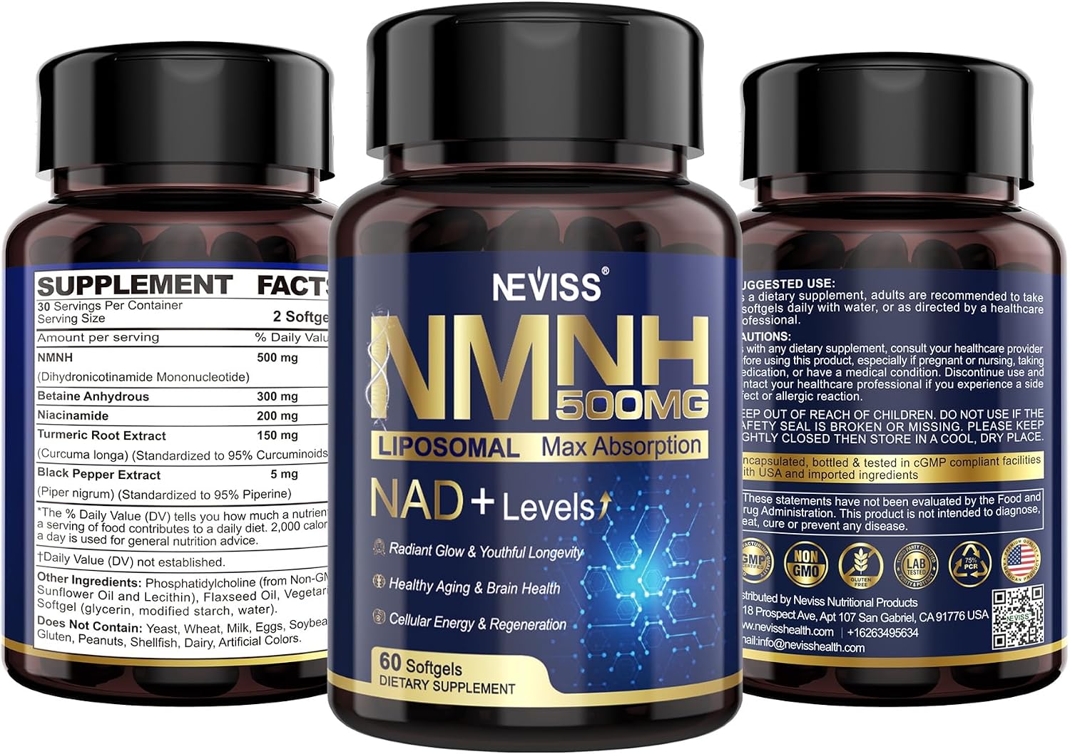 2Pack NAD+ Supplement, Next-Gen NMNH Liposomal 500mg, GLP-1 Friendly, NR NMN Alternative, High Absorption NAD+ with Curcumin, Niacinamide for Energy, DNA Repair, Healthy Ageing, 120 Soft-gels - görsel 9