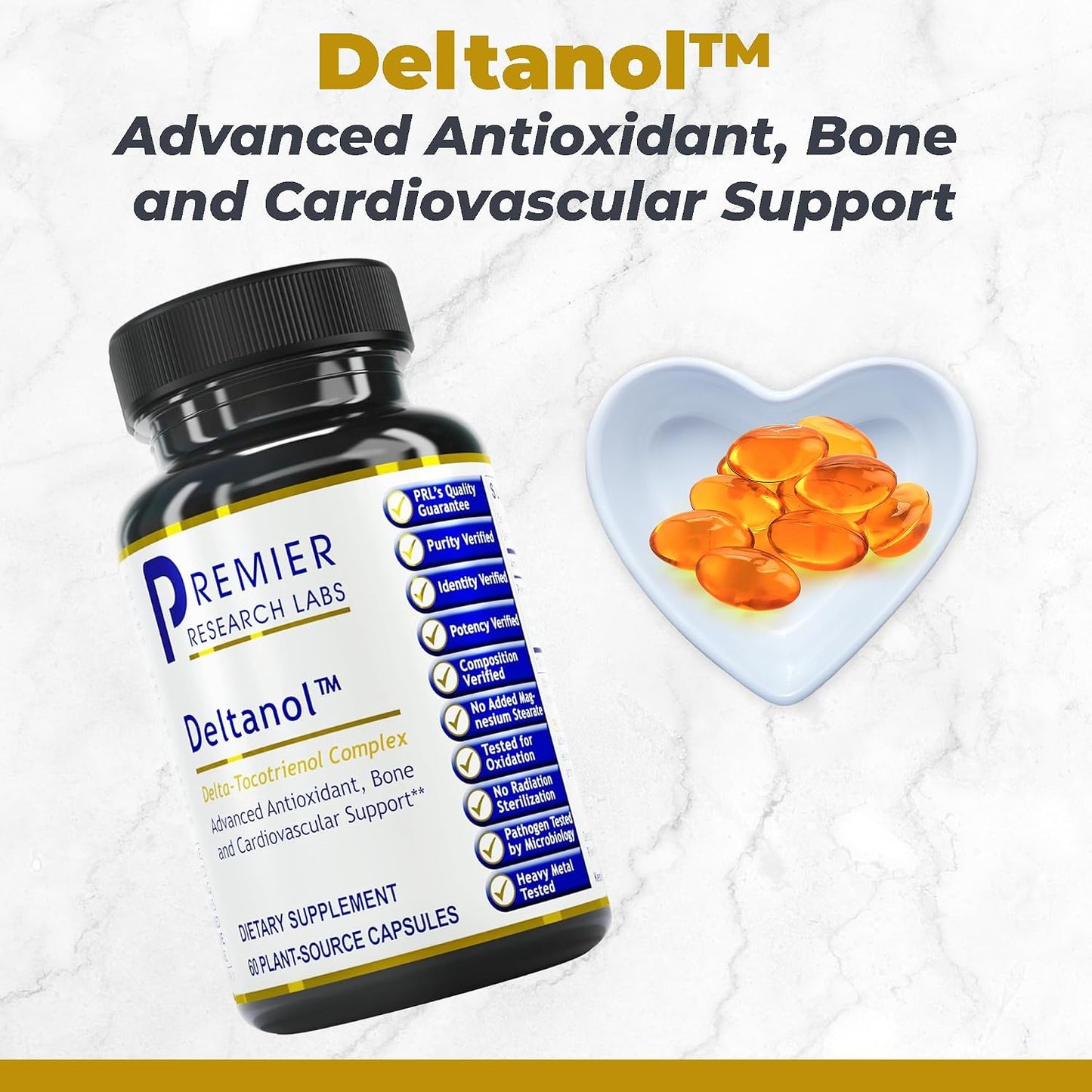 Premier Research Labs Deltanol - Tocotrienol Vitamin E for Men & Women, Annatto Tocotrienols, 100 mg Tocotrienol Complex per Capsule, Antioxidants, Supports Heart & Metabolic Health - 60 Capsules - görsel 2