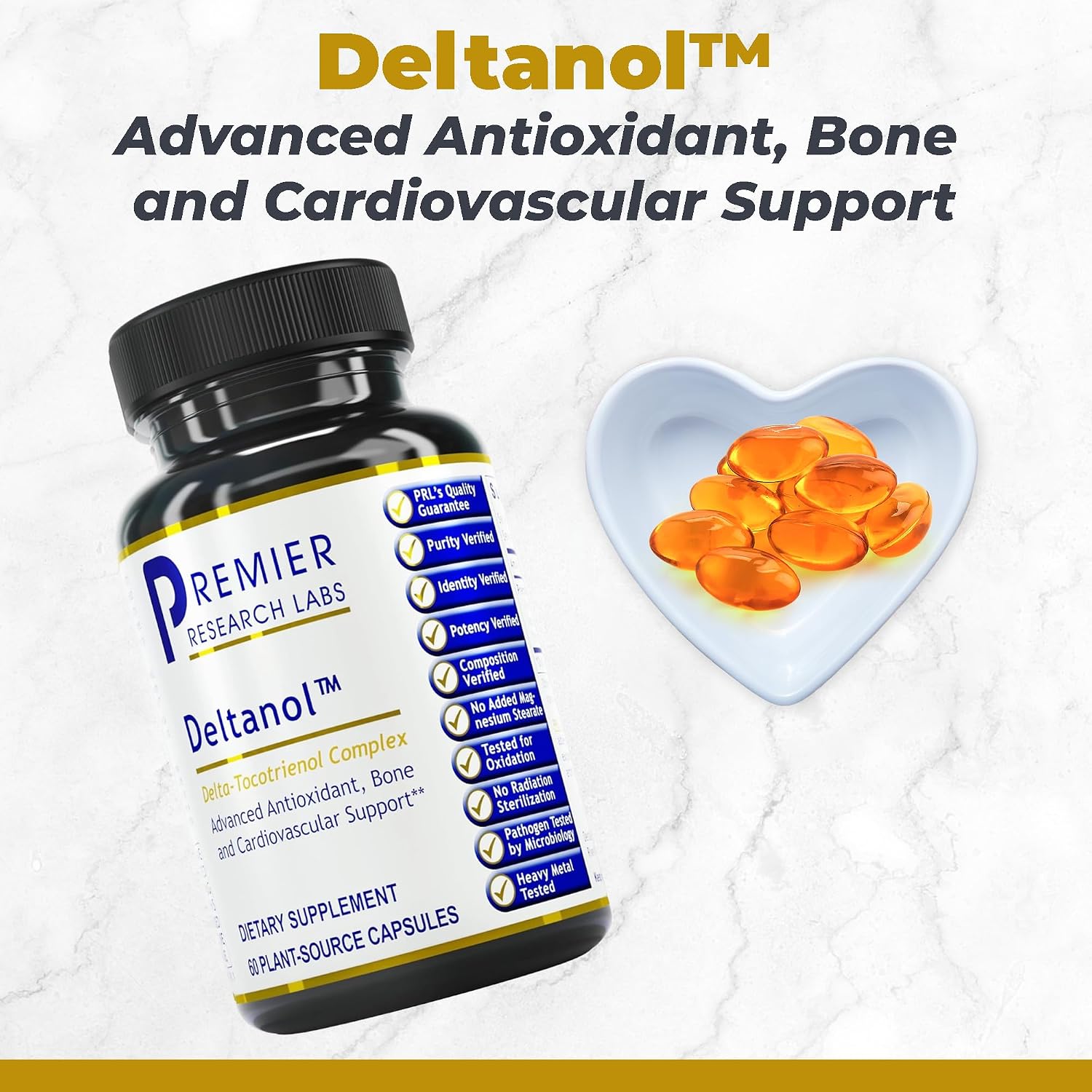 Premier Research Labs Deltanol - Tocotrienol Vitamin E for Men & Women, Annatto Tocotrienols, 100 mg Tocotrienol Complex per Capsule, Antioxidants, Supports Heart & Metabolic Health - 60 Capsules - görsel 2