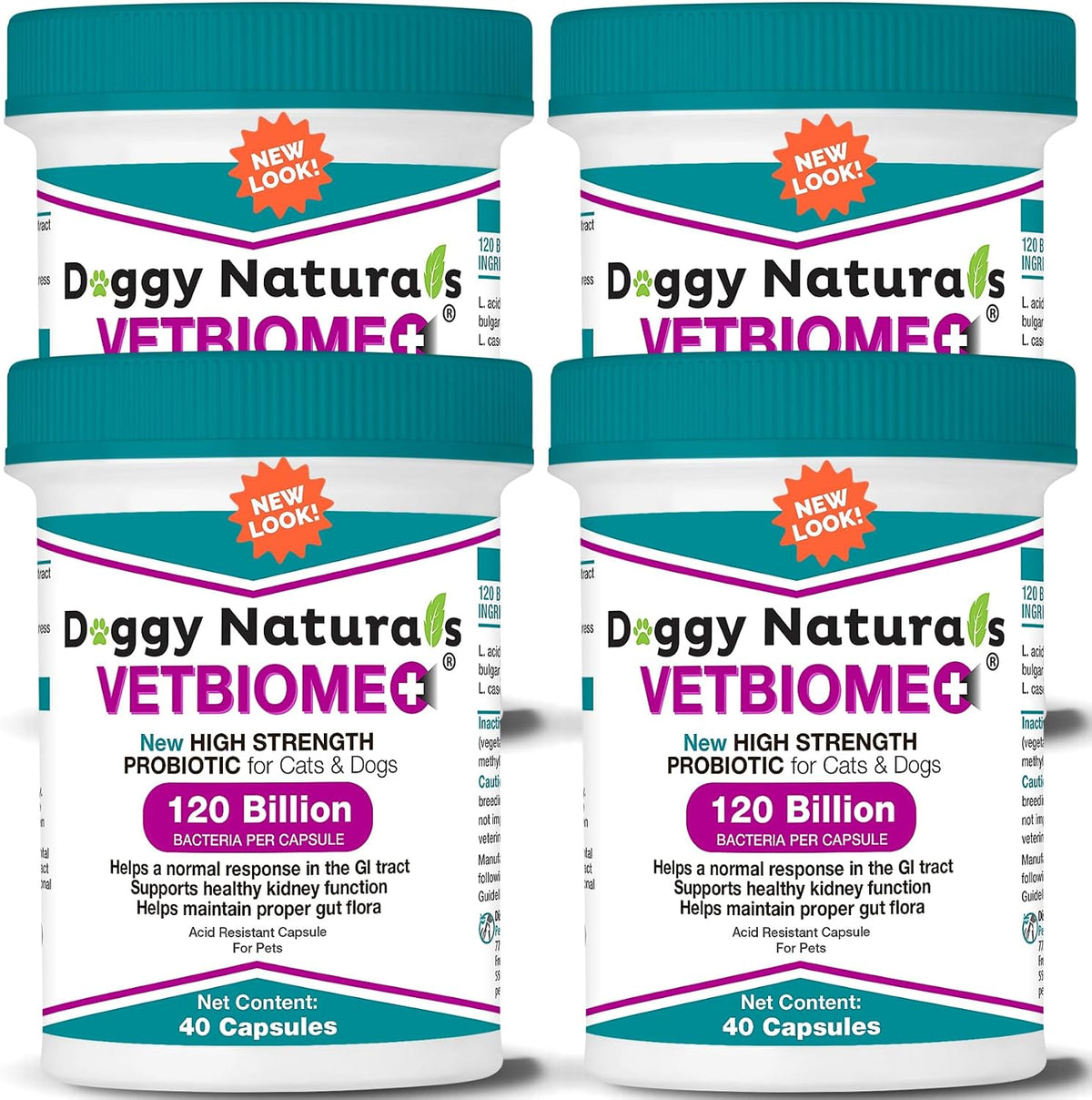 Vetbiome Plus High Strength Probiotics for Pets (160 Capsules) - 120 Billion CFU, 9-Strain Formula – Third Party Tested – – Image 1