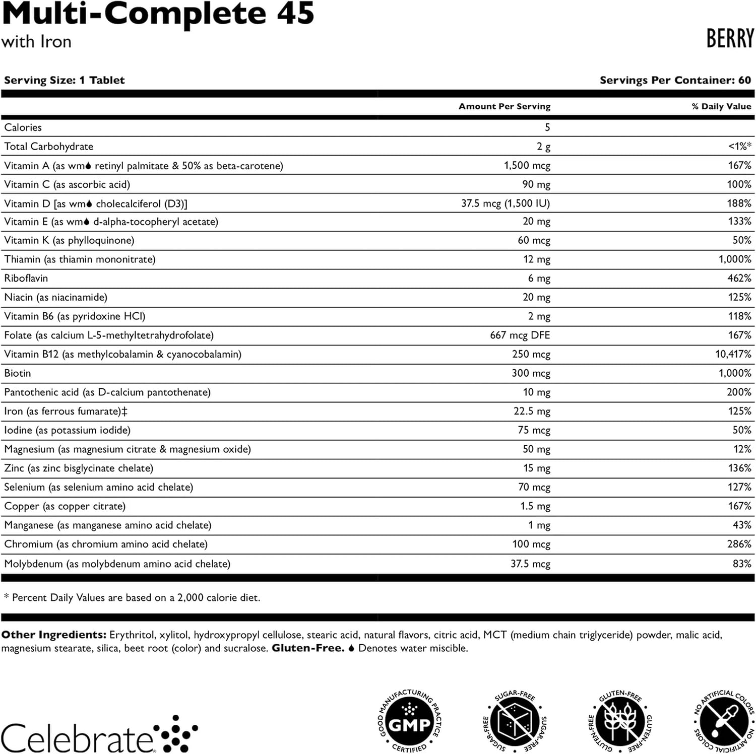 Celebrate Vitamins Multi-Complete Chewables – Bariatric Multivitamin with 45mg Iron – Berry (180 Tablets) - görsel 3