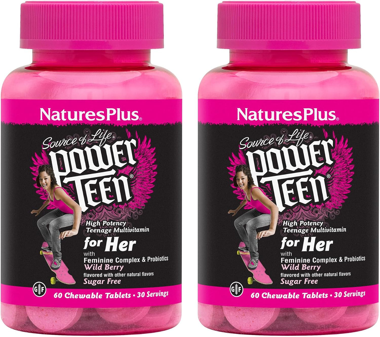 NaturesPlus Source of Life Power Teen for Her Multivitamin - 60 Chewable Tablets, Natural Berry - görsel 6