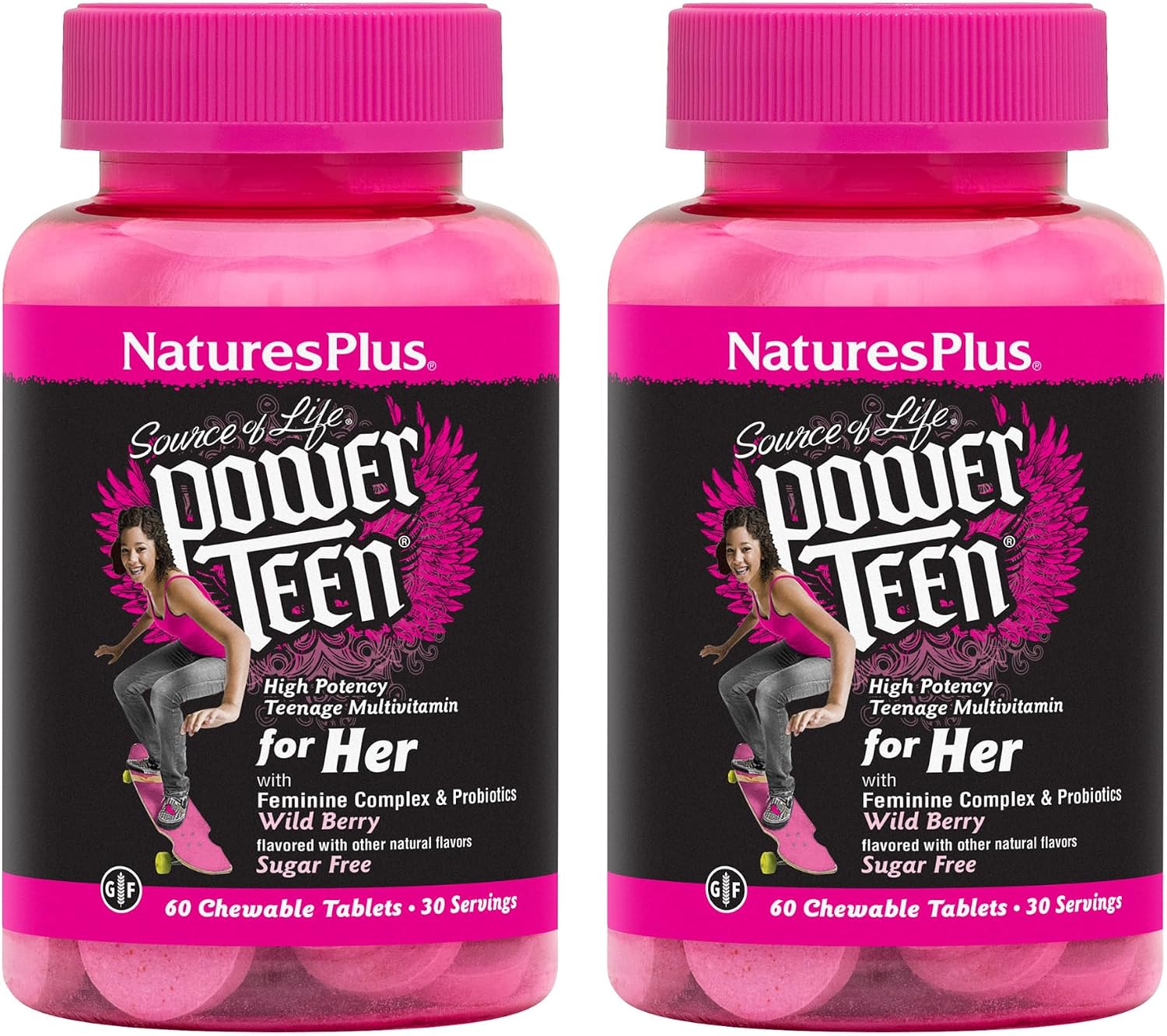 NaturesPlus Source of Life Power Teen for Her Multivitamin - 60 Chewable Tablets, Natural Berry - görsel 6