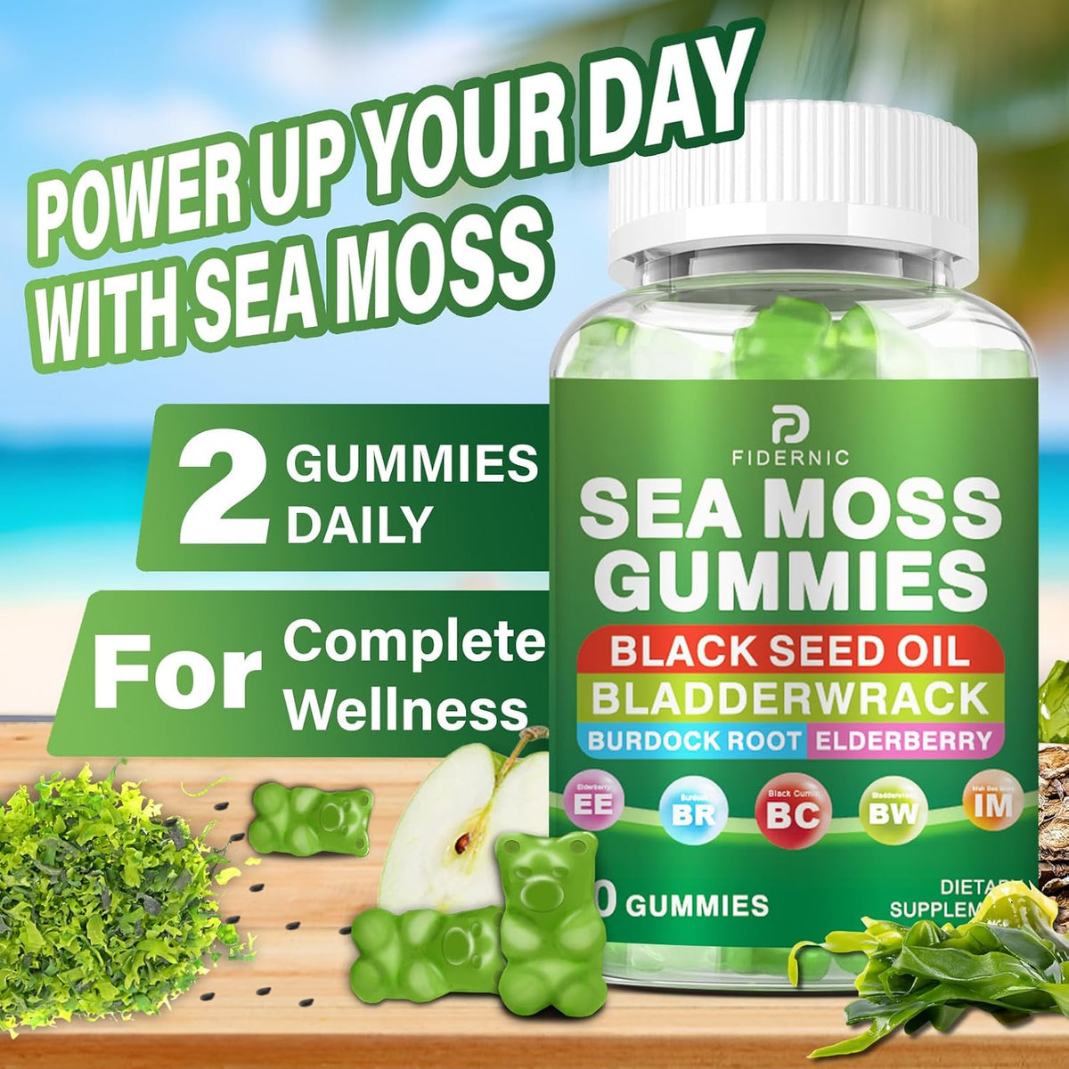 Sea Moss Gummies – Irish Sea Moss with Elderberry & Black Seed Oil, Bladderwrack, Burdock Root – Immune Support – Vegan – Image 6
