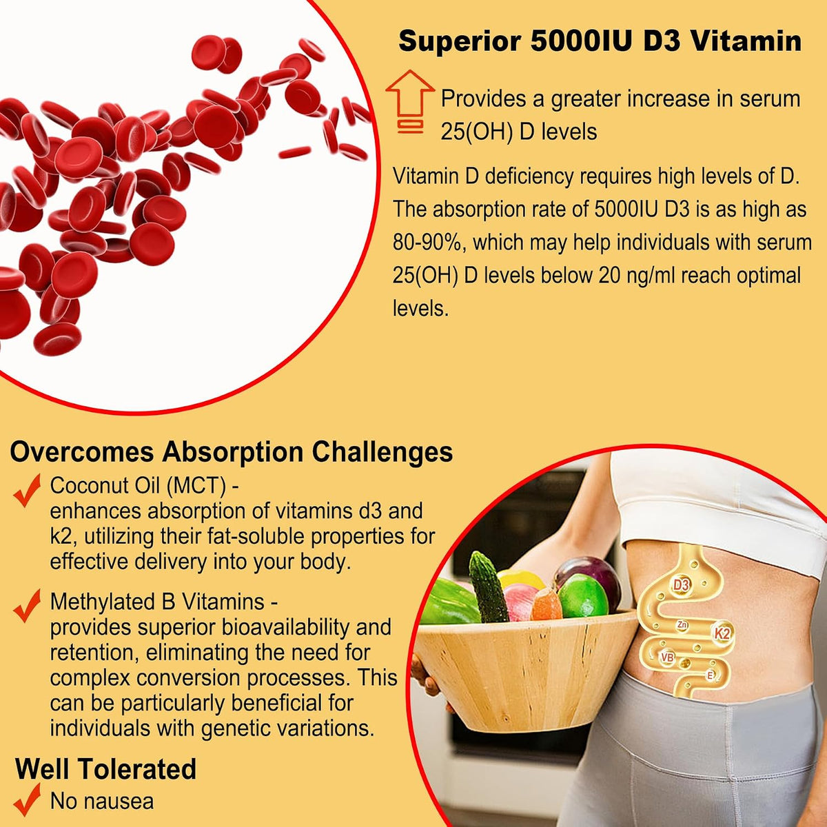 Vitamin D3 5000IU + K2 (MK-7) 120mcg Gummies – Dental Health: Proper calcium utilisation promotes strong teeth and – Image 5